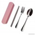 Fork Spoon Chopsticks Set with Case for Lunch Box Bellcon Stainless Steel Utensil for Dishwasher Safe Carry Silverware for School Office Eating Flatware for Dinner Travel Camping Picnic 3 Pieces/Pink - B07D5B33H3